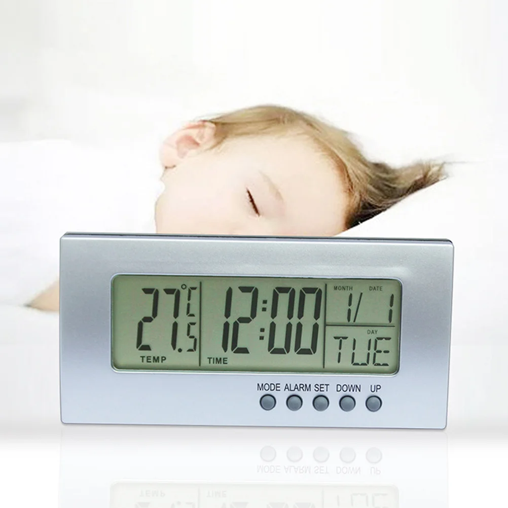 

1Pcs Multifunction Alarm Clock Desktop Mini Mute Digital Perpetual Calendar Date Temperature Week Clock