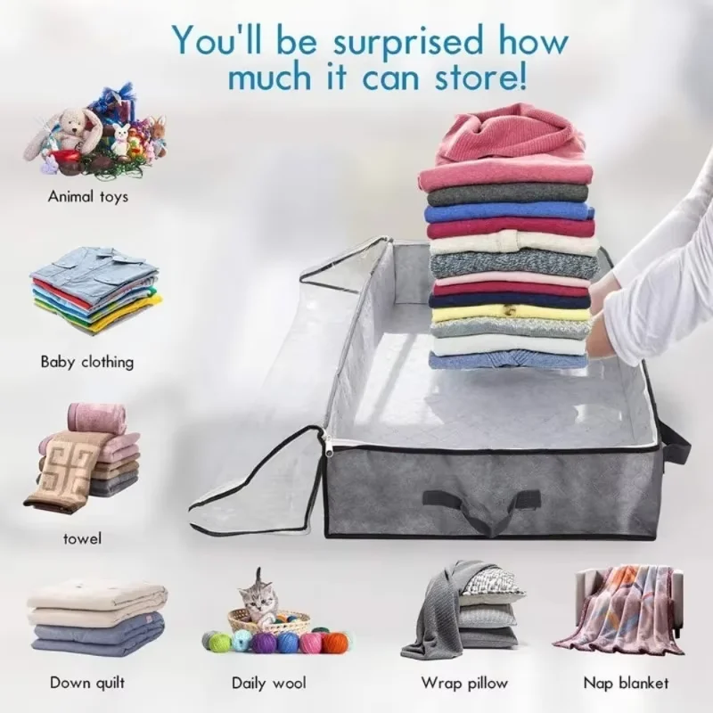 1pc Dustproof Under Bed Storage Box with Reinforced Handles for Comforter, Blanket, Bedding, Pillow, and Toys Bedroom Accessorie