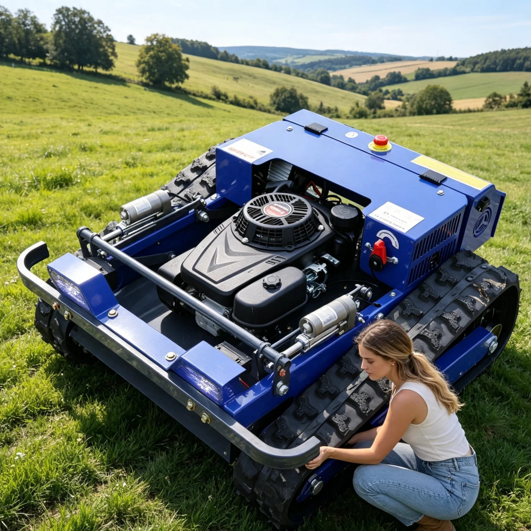 Customized Remote Control Lawn Mower, labor-saving trimming machine for sloped turf on mountain rural farms.