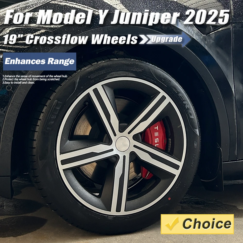 4PCS 2025 Hub Cap 19 Inch for Tesla Model Y Juniper Crossflow Wheels Cover Performance Auto Full Rim Car Accessories Wheel Parts