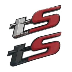 TS Logo plata rojo aluminio 3D pegatina de coche emblema insignia cromo calcomanía para Subaru Forester BRZ WRX STI accesorios de estilo de coche