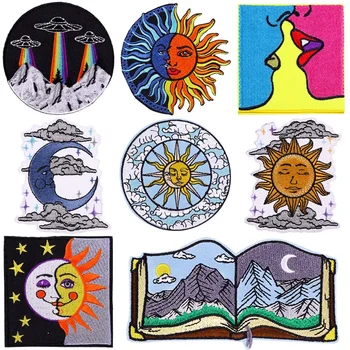 Haftowana naszywka naprasowanki na odzież kieszeń słońce naklejki na ubrania szycie tkanin termoprzylepna aplikacja topliwa