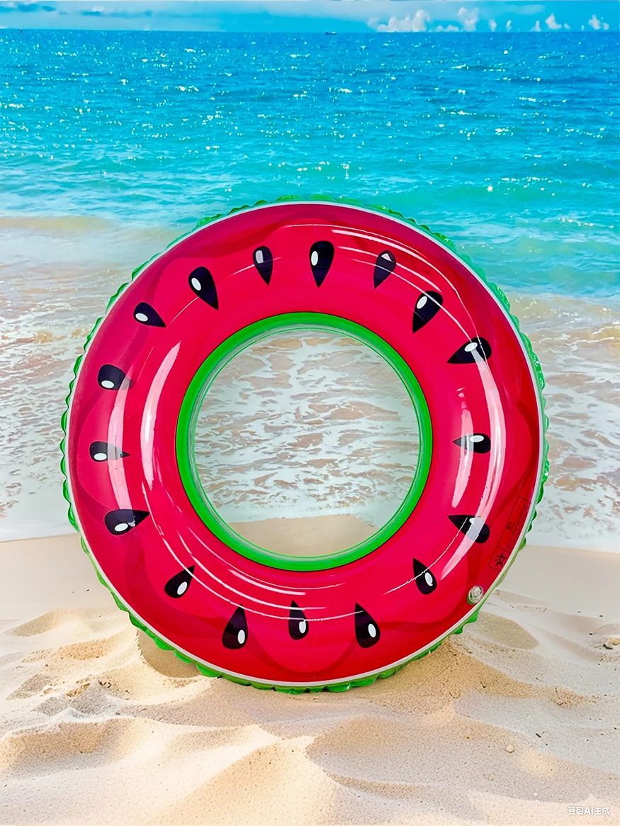 1PC Inflatable Fruit - Watermelon Swimming Ring, Thickened PVC Floating Ring, Cute Fruit Shape Pool Float, For Taking Photos, Fo