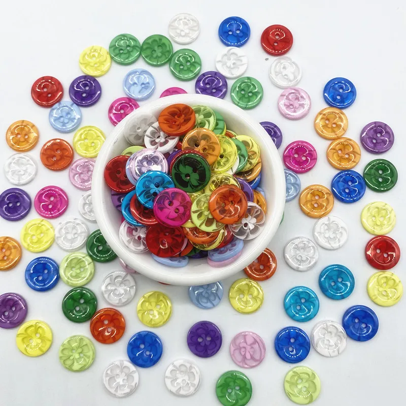 30pcs15mm Buttons Children's Clothing Candy Color Buttons Cartoon Color Two Eye Buttons for Wedding Decor Sewing Accessories