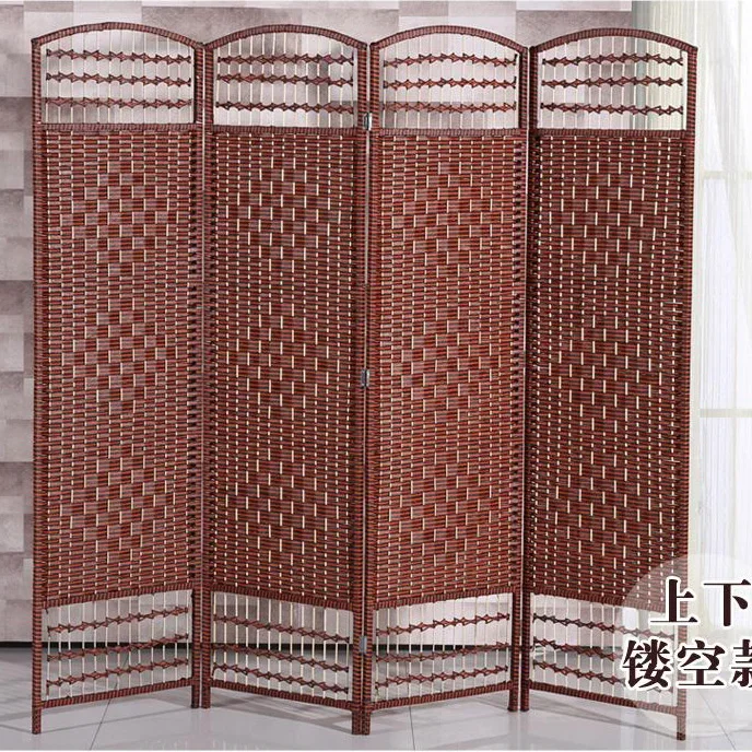 Paper rattan partition folding screen seat screen screen solid wood porch fitting room partition