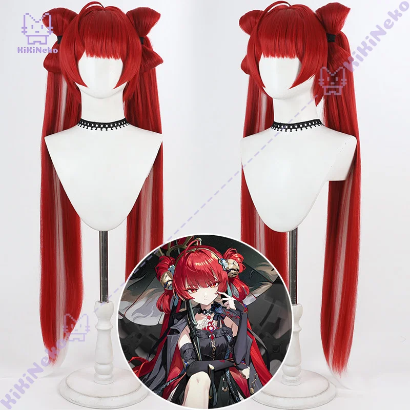 Game Wuthering Waves Suoming Cosplay Wig Red Scalp Top Detachable Twin Tails For Halloween Comicon Party Adult Women Men