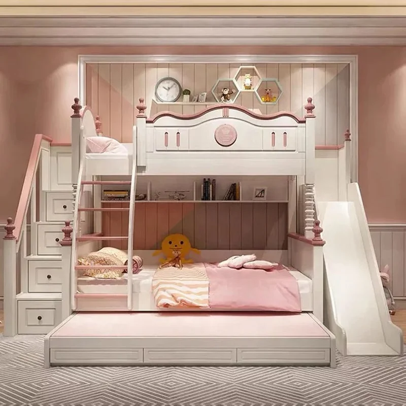 Castle Princess children beds girl bunk kids bed set furniture for girls pink bedroom furniture with slide