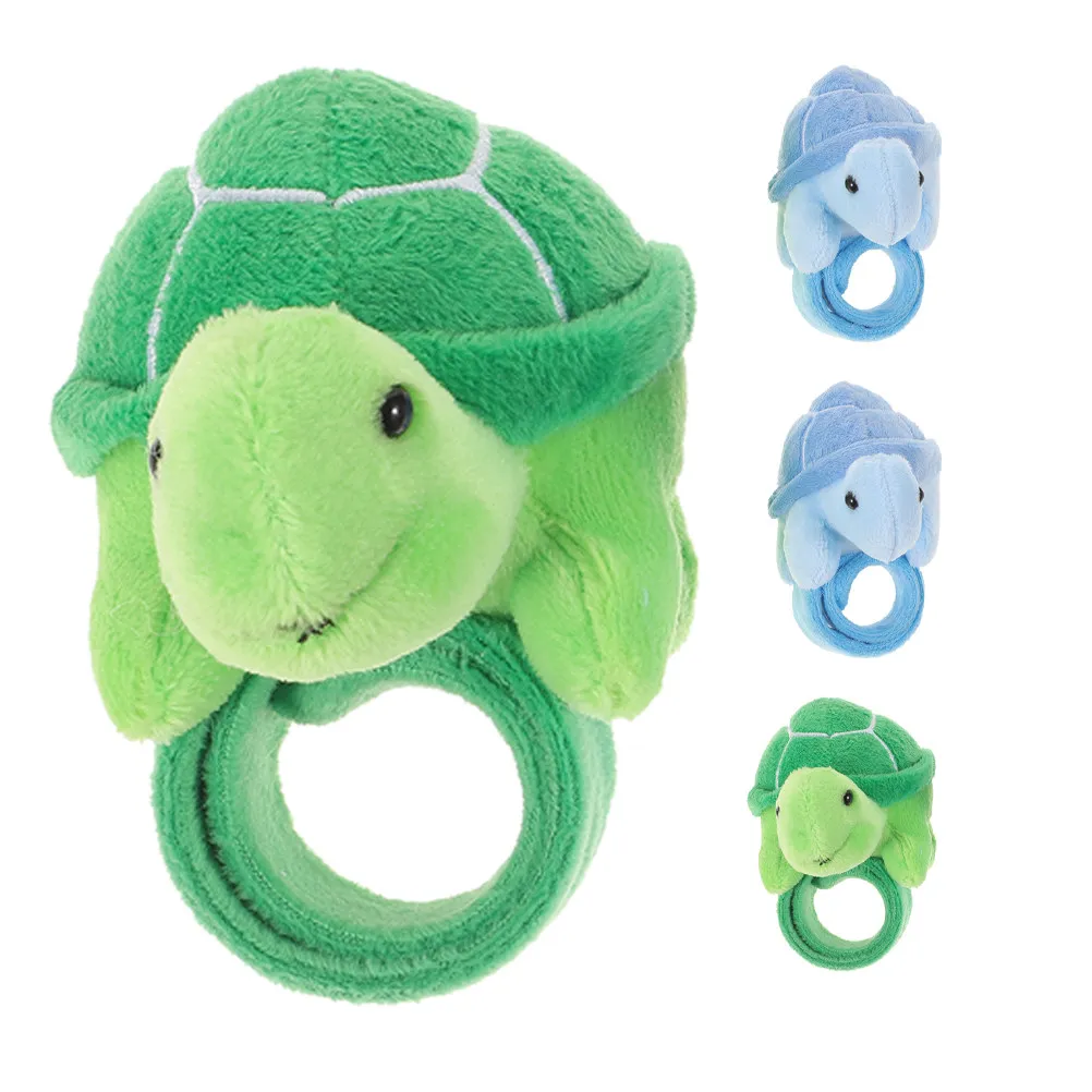 4pcs Snap Bracelets Turtle Shape Slap Bands for Couples, Soft Comfortable Stuffed Wristbands Daily Wear Party Gifts