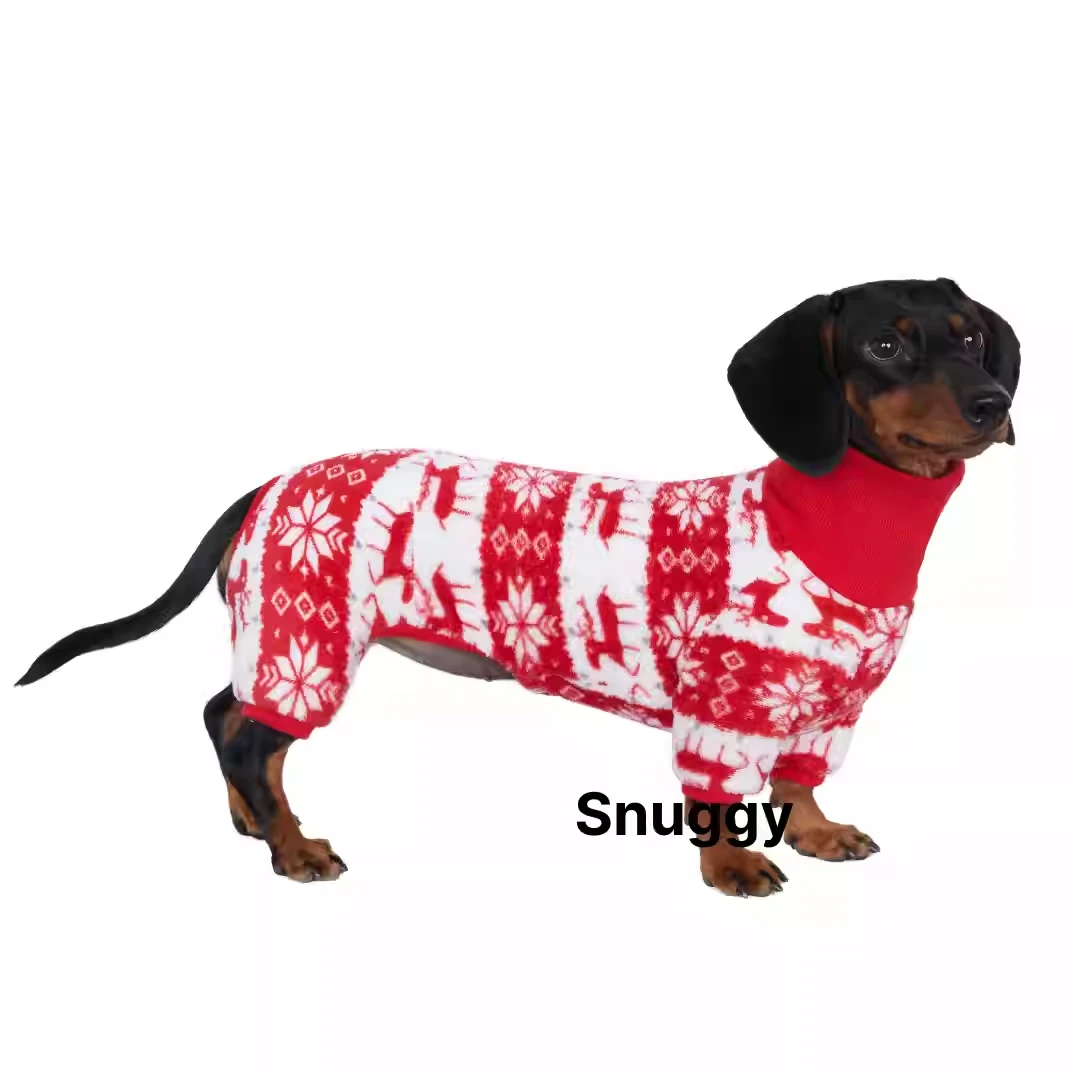 

Christmas Warm Fleece Sausage Dog Clothes Winter Four-Legged Wiener Dog Sweater for Medium Large Badger Dog Clothing