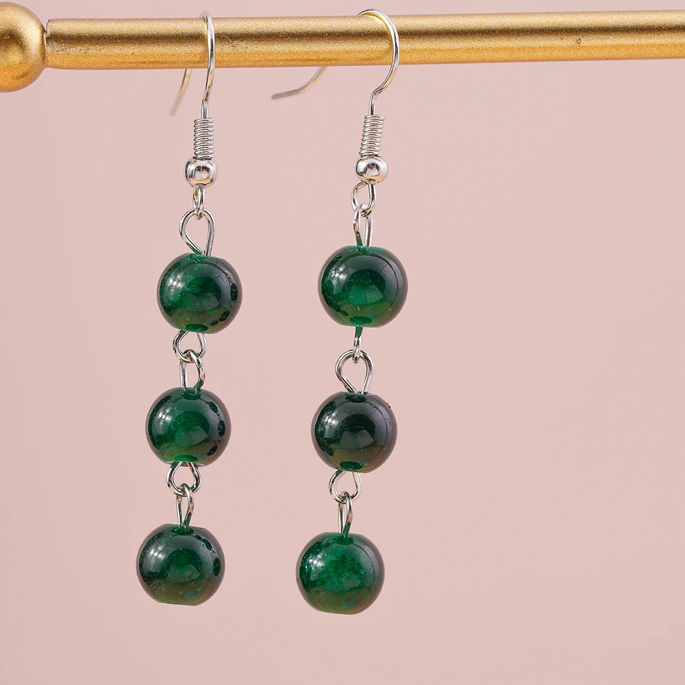 Aihua Geburtsstein Achat Perlen Naturstein Ohrringe Neue Ankunft Lange Perlen Steine Baumeln Ohrringe für Frauen Schmuck Geschenke – Detail 3