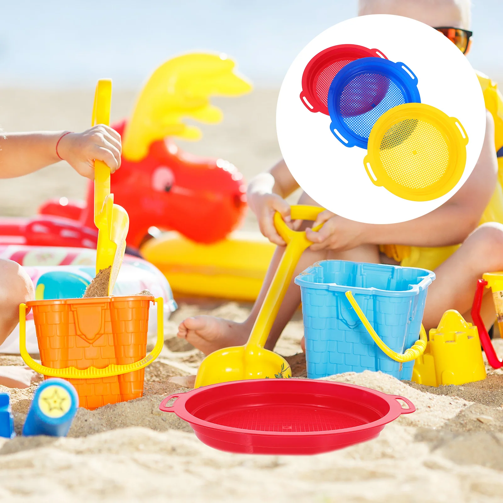 

3 PCS Children's Beach Toys Sand Scooper Essentials for Vacation Portable Sifter Interactive