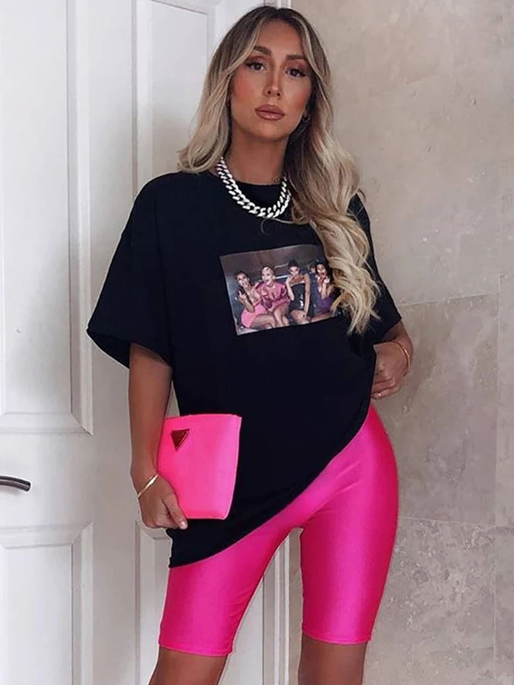 NewAsia Neon Biker Shorts Women 2019 New Solid Color Spandex Elastic High Waist Shorts Pink Sexy Bodycon Summer Casual Shorts