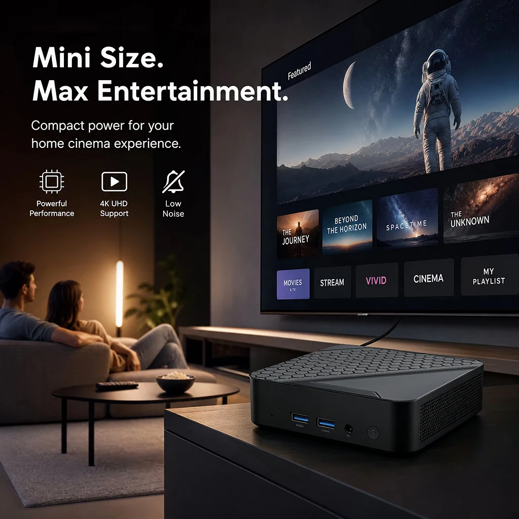 2026 Intel N150 Portable Mini PC 4C4T 3.6GHz 16GB DDR4 M.2 NVMe SSD 512GB Triple 4K WiFi6 BT5.2 Silent Cooling Office Home Pro