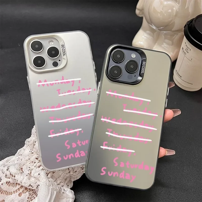 Capa de Telefone Sunday Only para iPhone 18 17 Air 16 15 14 11 Pro Max Plus 13 12 Mini XR 7 Capa Dura Antichoque com Bumper Laser Fosco