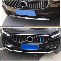 For Volvo S90 2016-18 ABS Chrome Front Lower Bumper Grille Grill Vent Hole Trim cover Decorative strips Car Styling Accessories