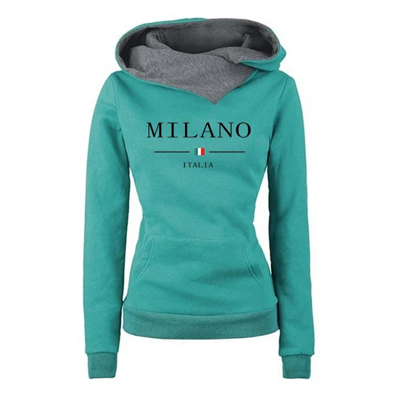 Italy Trend Woman Sweatshirts Urban Fashion Warm Slim Fit Hoodie Autumn Female Home Outdoor Casual Sporty Hoody Top Jogger Coats