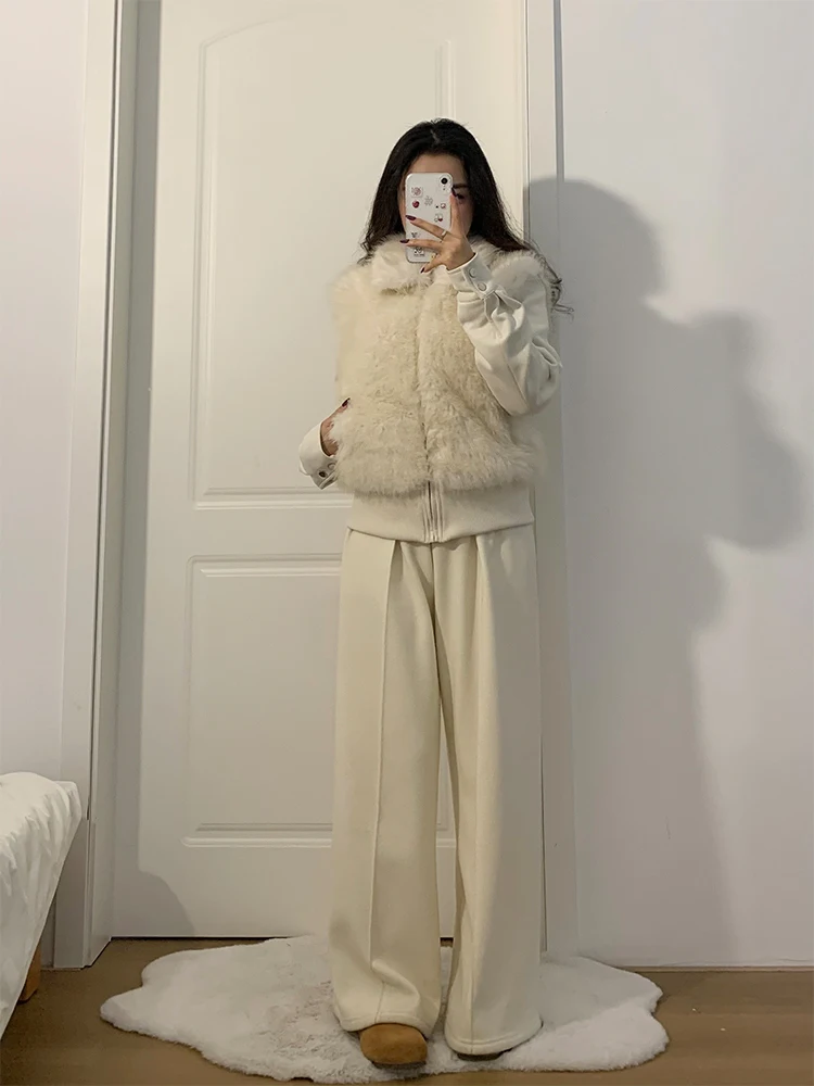 เสื้อคลุมสไตล์เกาหลีสำหรับผู้หญิง แฟชั่นทรงเข้ารูป แต่งขนเฟอร์ ผ้าโพลีเอสเตอร์เนื้ออบอุ่น แขนยาว สีพื้น