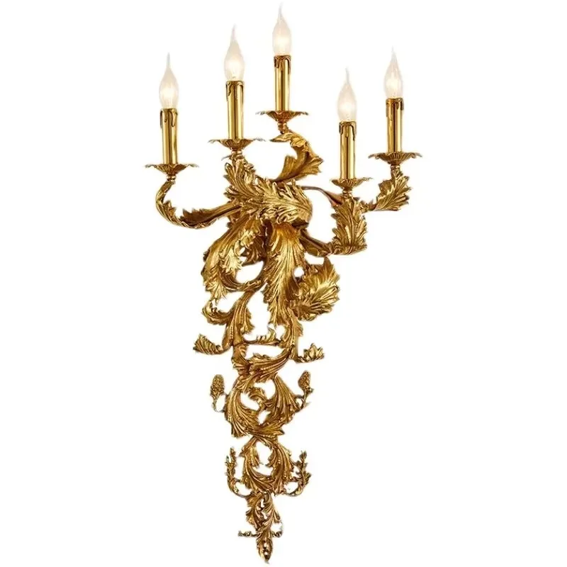 European French retro luxury royal copper brass wall lamp antique corridor bedroom corridor wall lamp hotel use