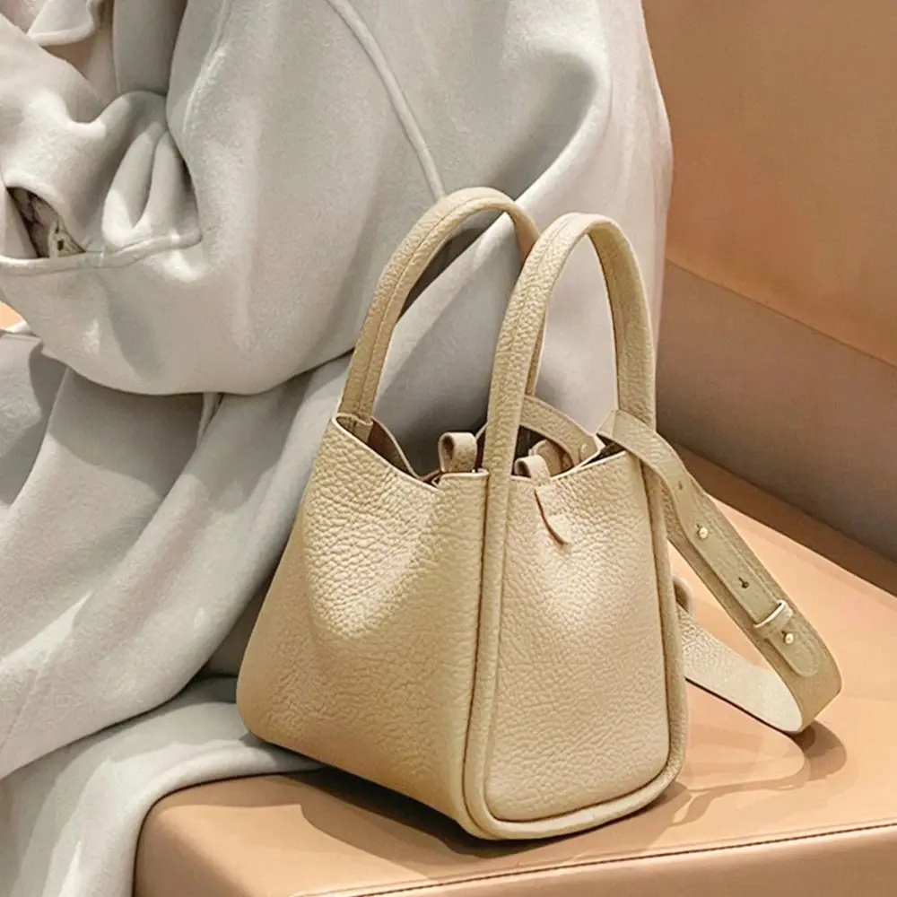 Vegan Leather HandBag Crossbody Bag For Women Hobo Minimalist Faux Casual Purse Classic Bucket Bag Simple Shoulder Bag