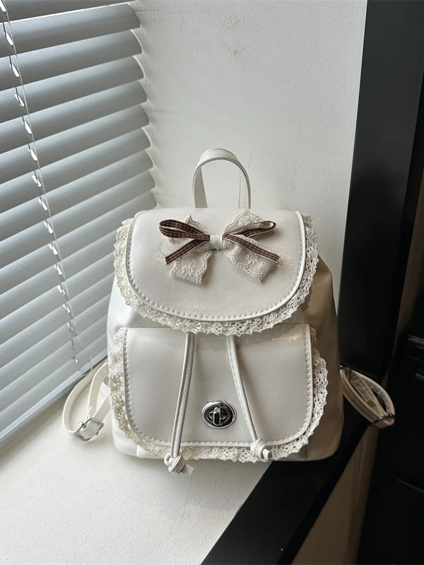 Korean Style Summer 2026 Cute  Knot Double Shoulder Bag Travel Backpack Youth Fashionable Breathable Soft Material