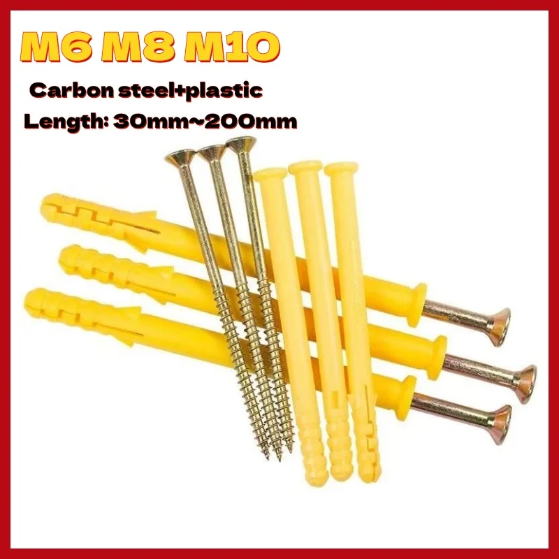 1-20pcs Drywall Anchor & Screw Assortment Kit Plastic Wall Anchors & Philips Galvanized Flat Head Self Drilling Screws M6 M8 M10
