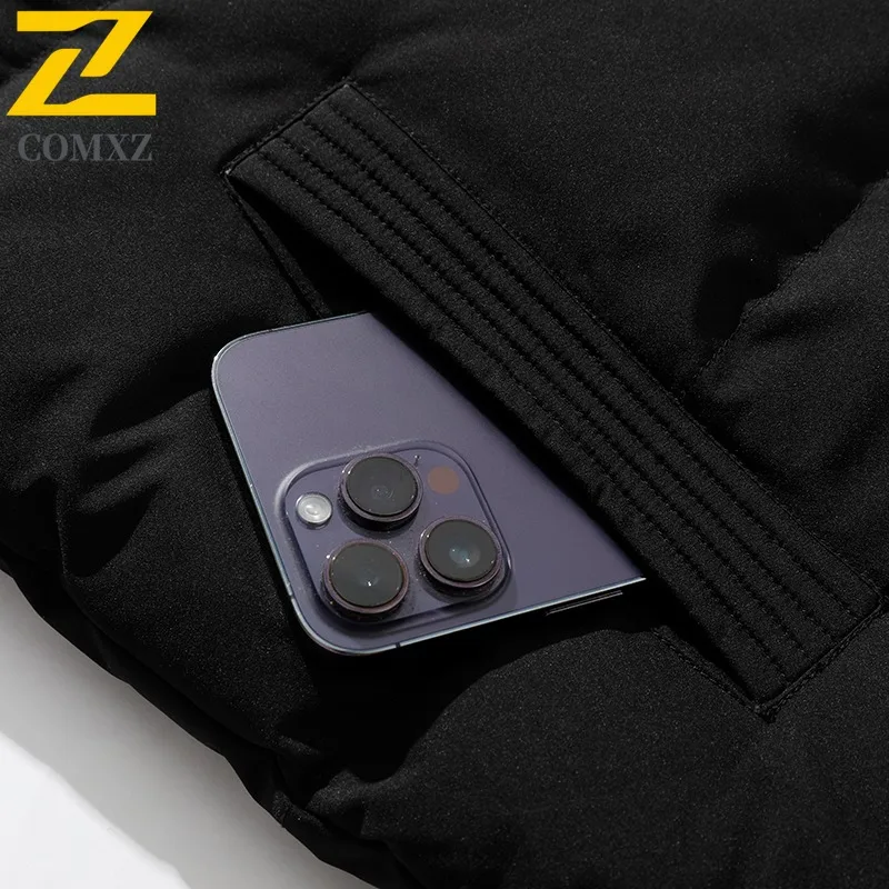 COMXZ パーカーコート防風暖かいスタンドカラースキーストリート綿パッド入りジャケット旅行高品質冬ジャケット紳士服