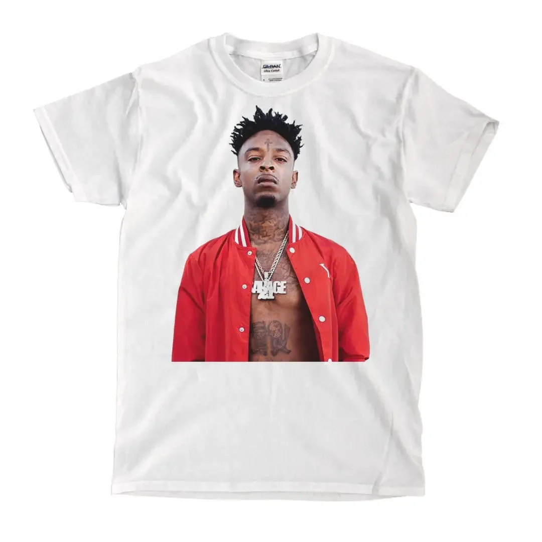 21 Savage White T-Shirt 100% Cotton T Shirts Brand Clothing Tops Tees Round Neck T-Shirt Fashion 2017 Top Tee Mens