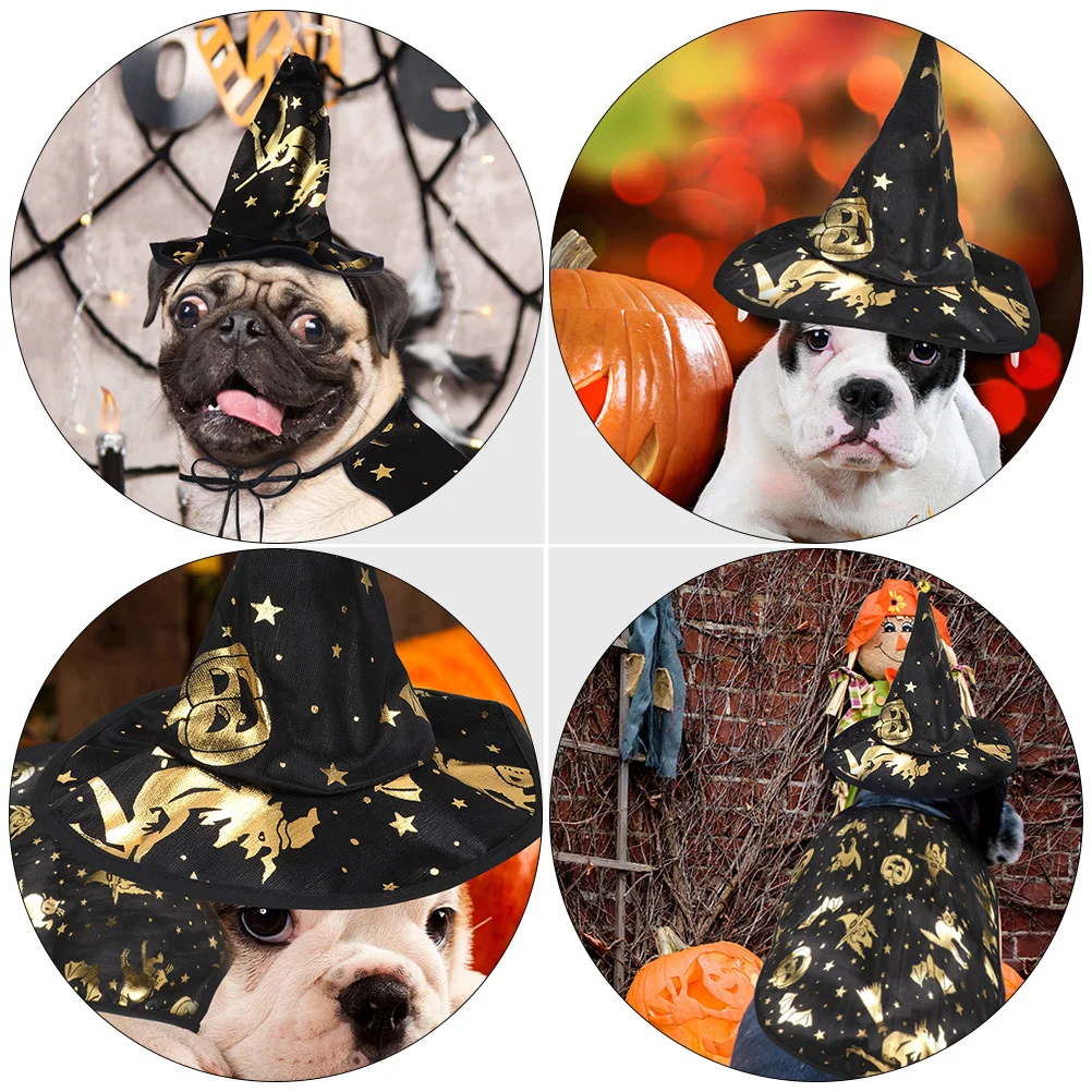 

1Set Halloween Pet Cloak Hat Wizard Costume Lightweight Comfortable Dog Cat Party Cosplay Pet Hat Cloak Cat Halloween Decor Prop