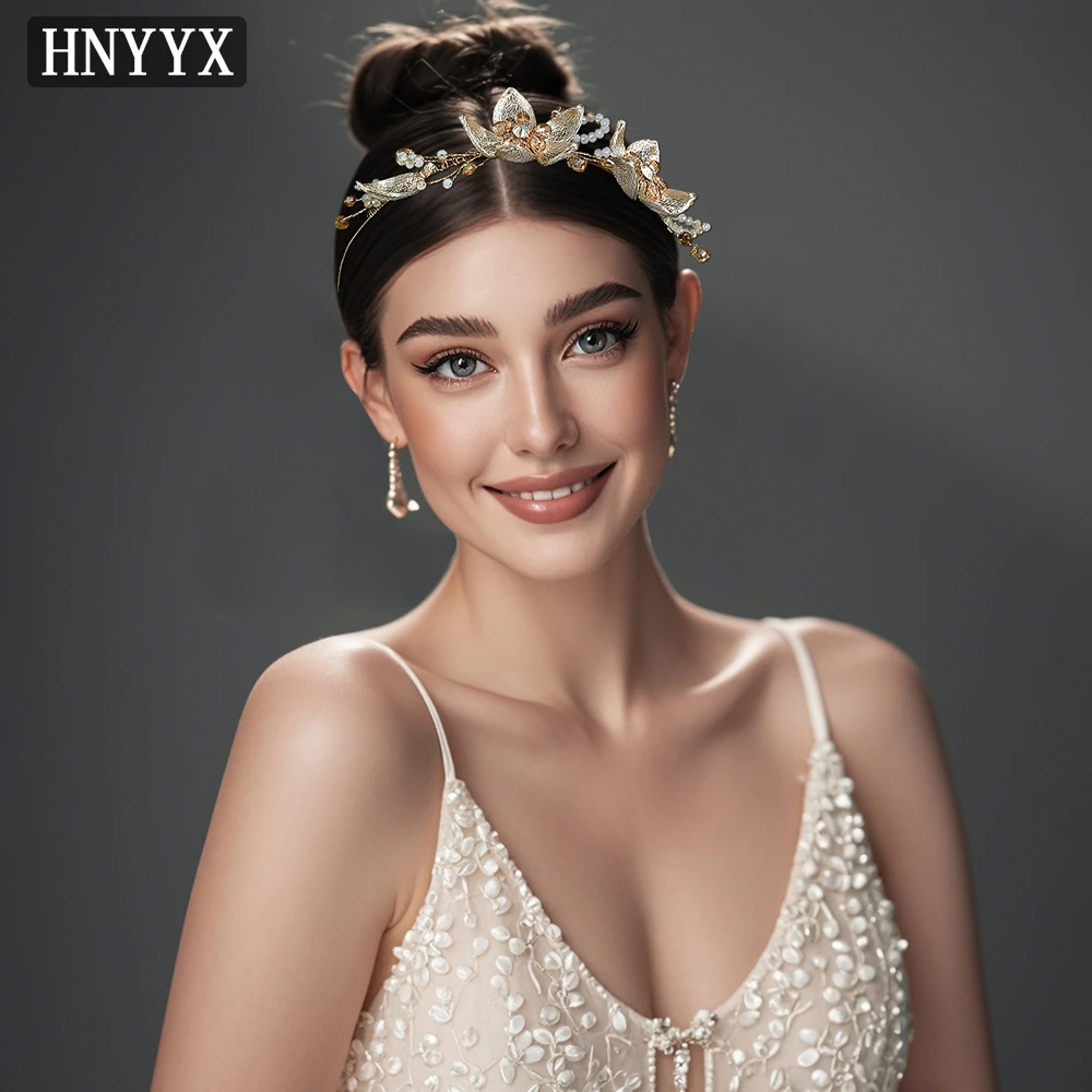 

YouLaPan Elegant Ladies' Bridal Flower Headbands Handmade Organza Banquets Dances Party Weddings Gold Hair Accessories YXA322