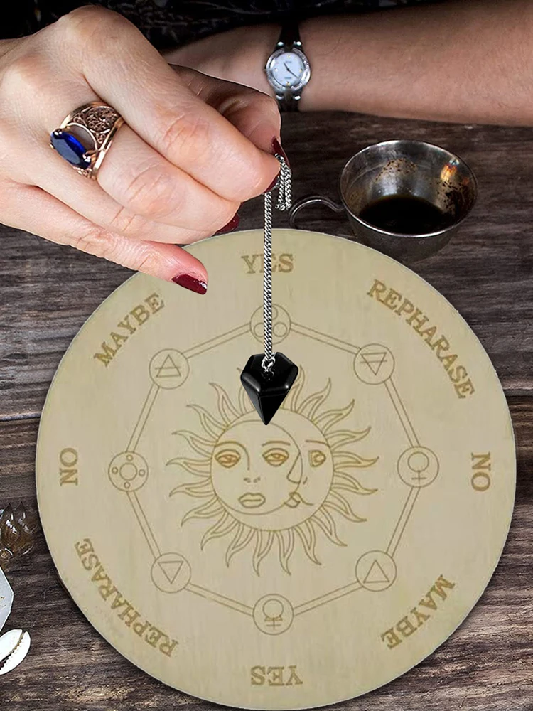 Astrology Game Playing Plate Carved Divination Pendulum Board with Stars Moon