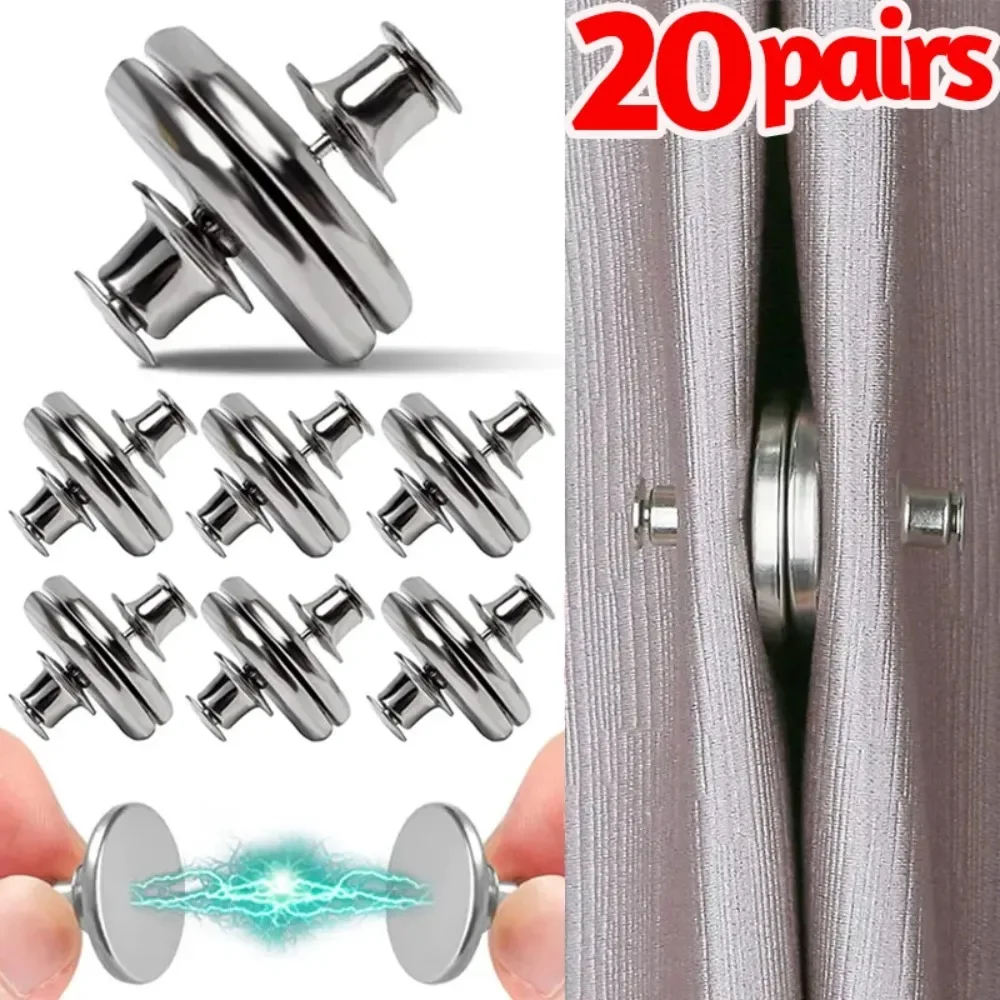 20/1Pairs Magnetic Curtain Button Room Accessory Nail Free Detachable Window Screen Magnet Close Buckle Adjustment Curtain Clips