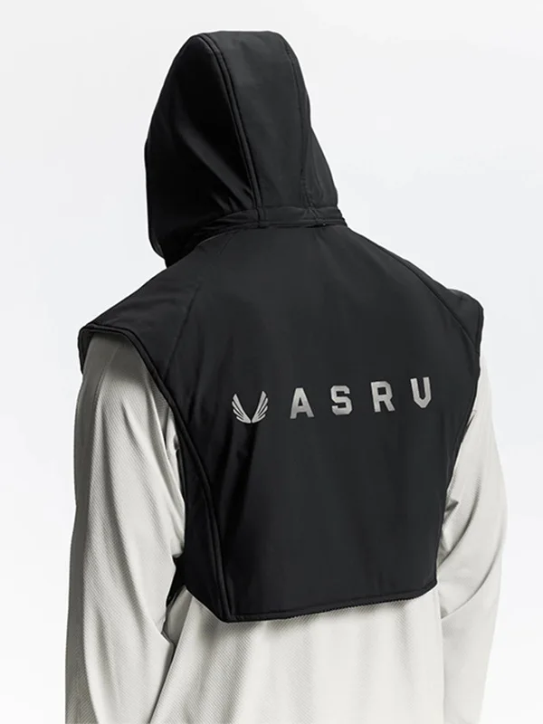 

Men's Waterproof Reflective Hooded Vest Sleeveless Running Jacket Gym Outdoor, Breathable Windbreaker Night Training Sportswear