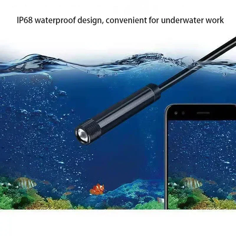 HD underwater camera 5 mega-pixel visual fishing device wire connection mobile phone tablet 8LED illuminated fish finder