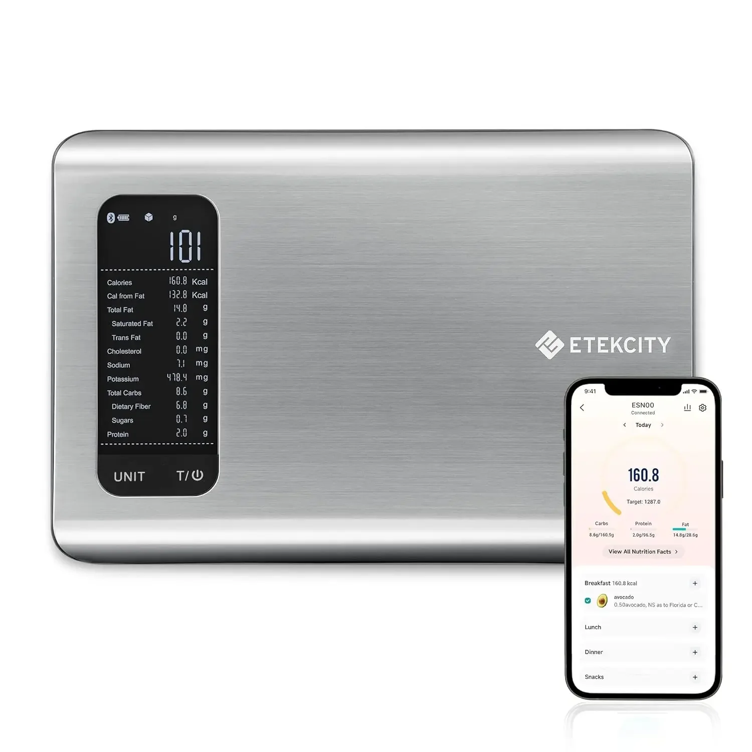 

Smart Food Kitchen Scale with Nutritional Calculator,Free App with 19 Nutrients Tracking,Calorie, Marco,Digital grams and ounces