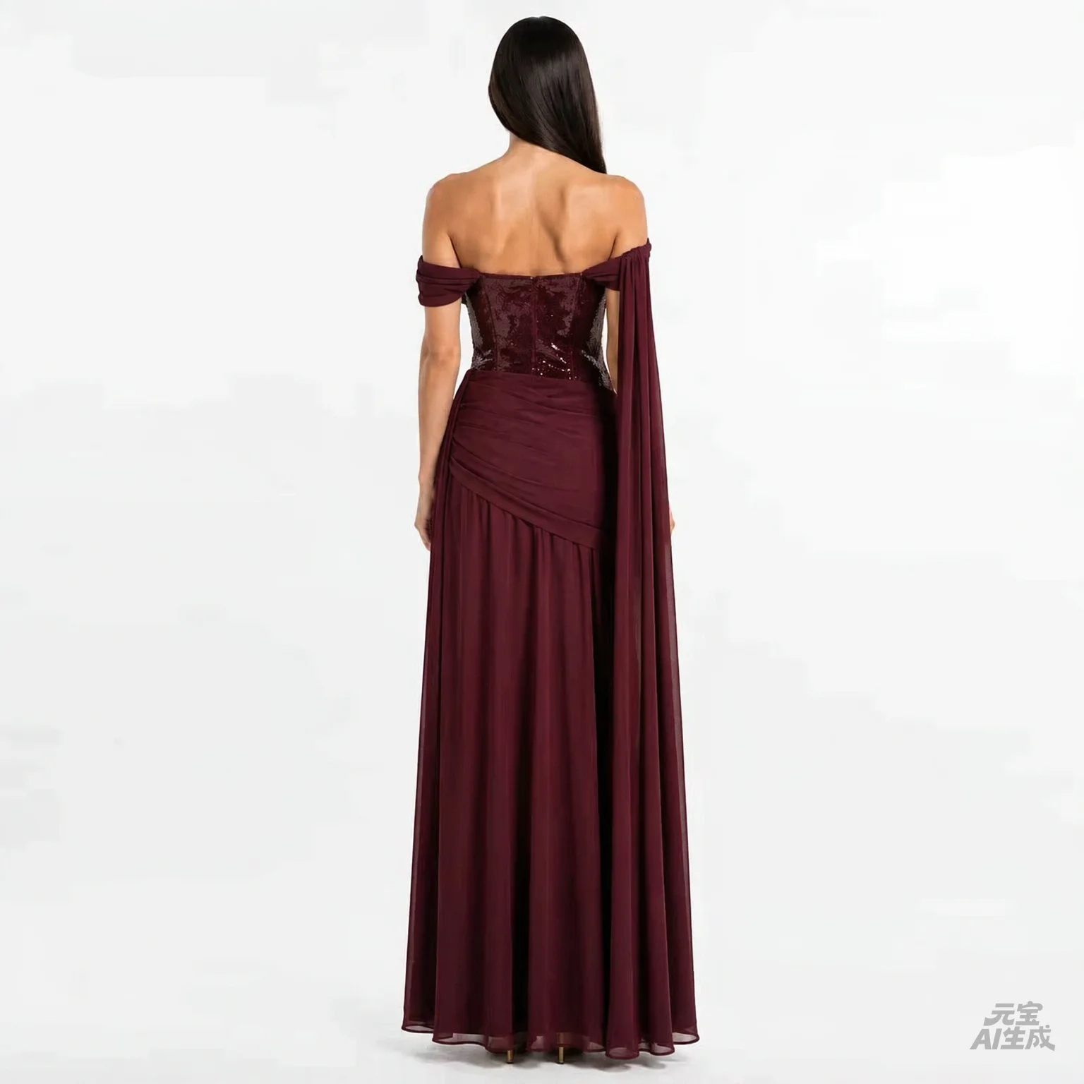 Customized A Line Long Prom Dresses Burgundy Sequins Formal Occasion Evening Dresses Floor Length Wedding Party Dresses2026