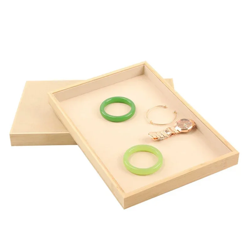 Empty Jewelry Tray Bamboo Storage Ring Earring Necklace Bracelet Pendant Jewelry Display Organizer Tray For Drawer 35*24cm