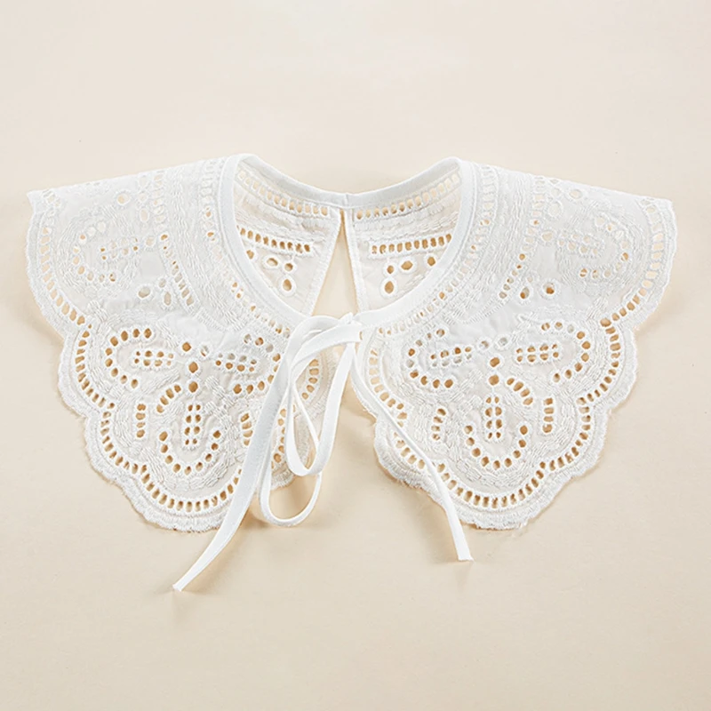 Womens Hollow Out Dragonfly White False Fake Collar Lolita Jacquard Floral Lace Big Shawl Decorative Necklace Short New Dropship