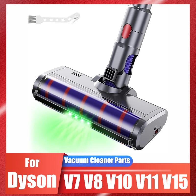 Brush Head For Dyson V7 V8 V10 V11 V15 Vacuum Cleaner, Soft Roller Brushes with Direct Drive and 4 LED Lights for Hard Floors