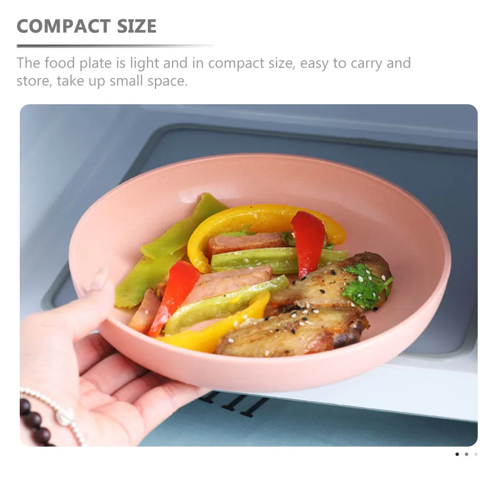 

4Pcs Anti-Fall Dinner Plates Wheat Straw Food Plates Compact Household Serving Tray Multi-Function Snack Holder