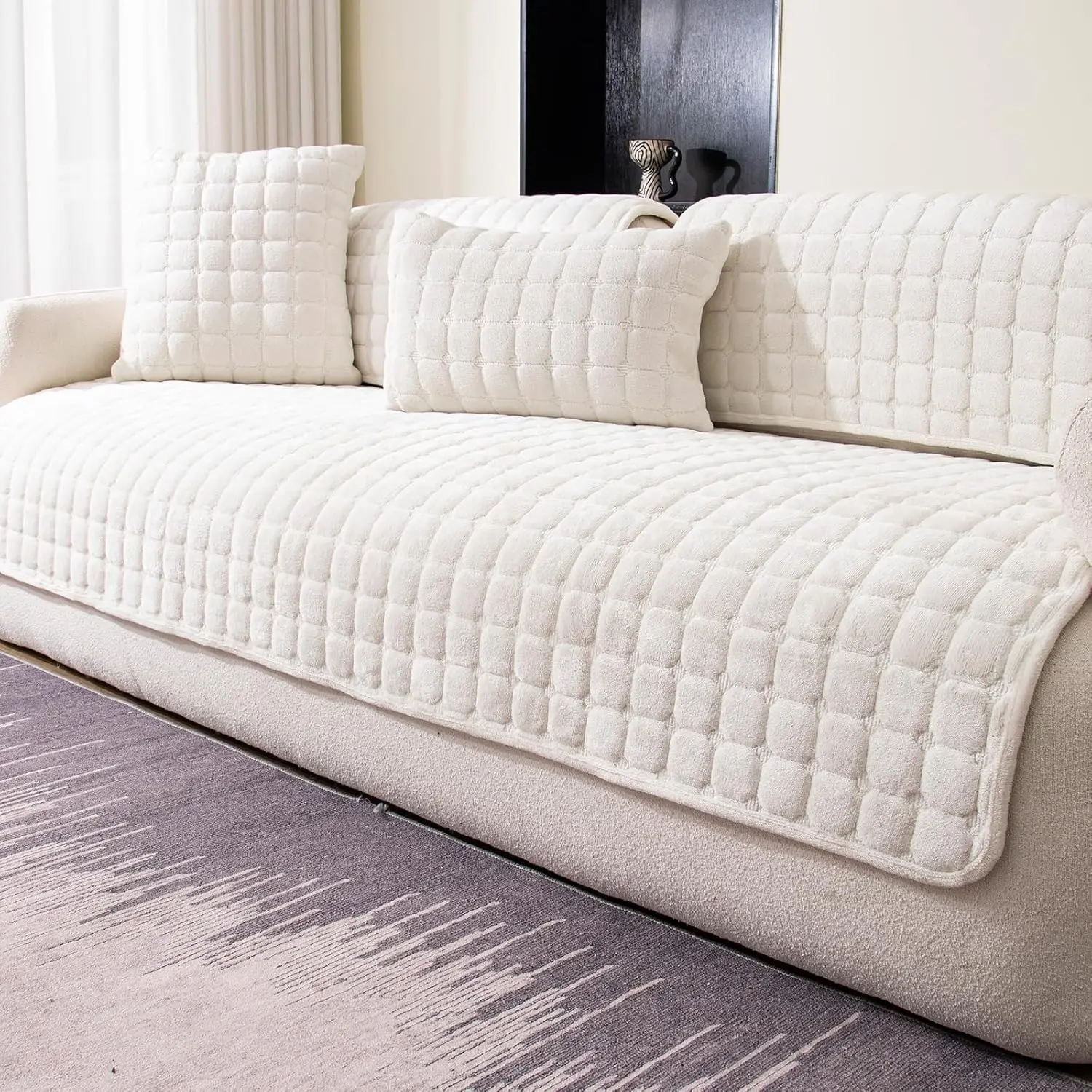 

Velvet Couch Cover, Washable Sectional Sofa Cover, Anti Slip Sofa Slipcovers For 3 Cushion Couch Sofa L Shaped Recliner,