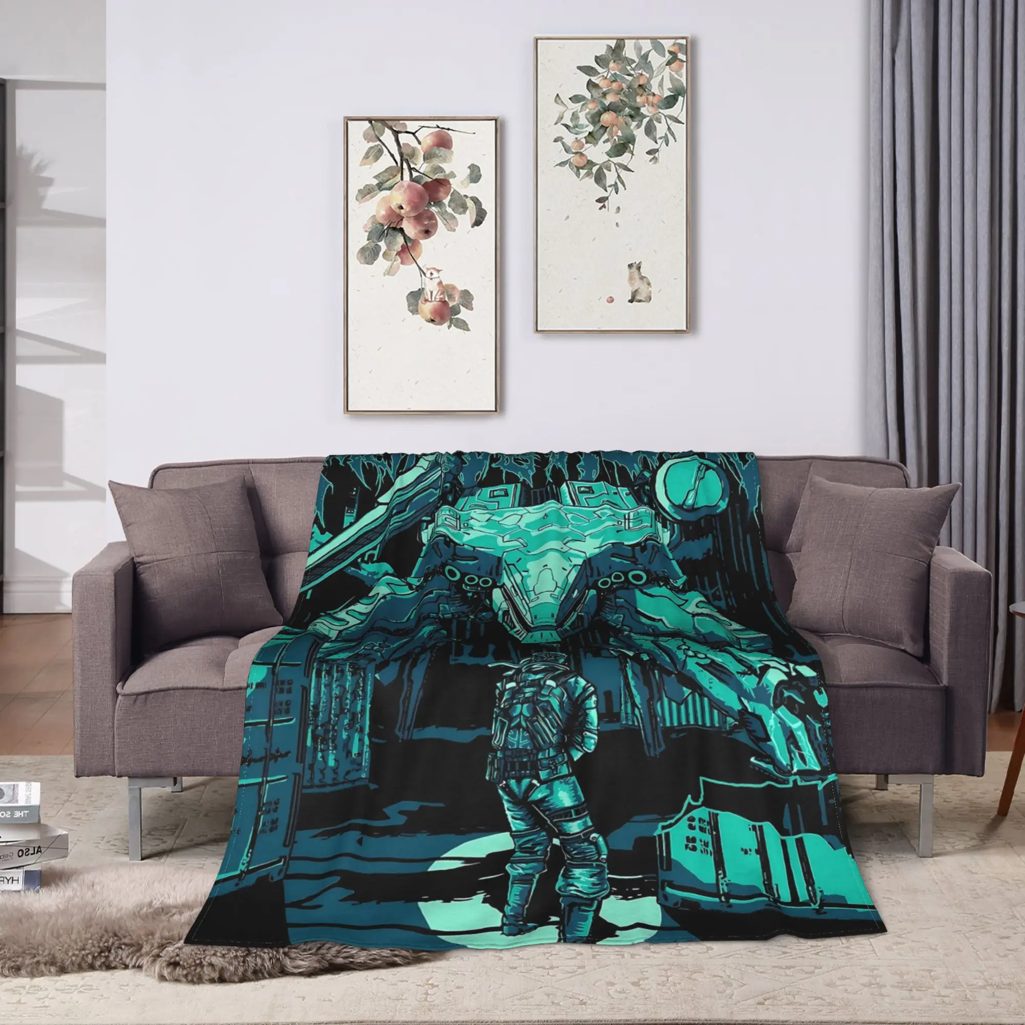 Metal Gear Solid Game  Warm Blanket  Picnic Plush Throw Blanket Graphic Couch Chair Flannel Bedspread Sofa Bed Cover