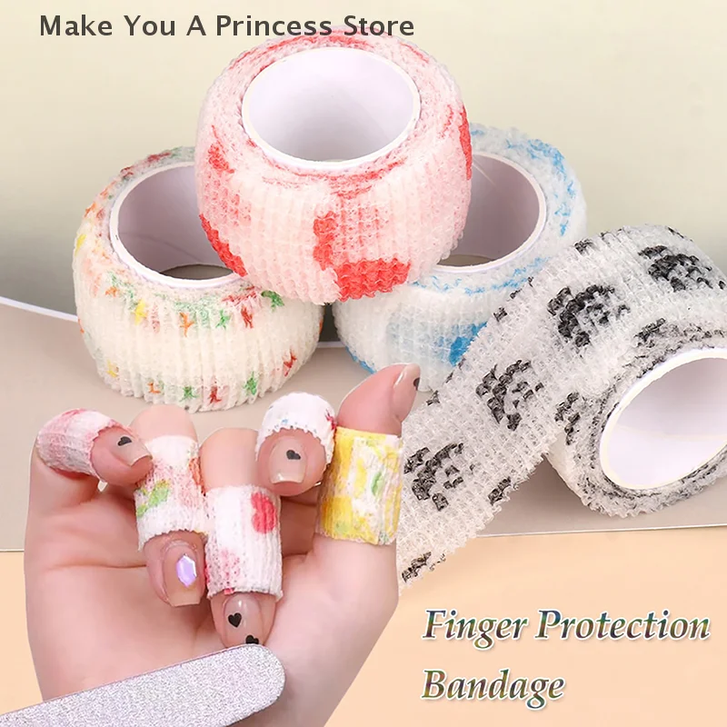 

4M/Roll Nail Finger Protection Bandage Cute Flex Anti UV Non-Woven Manicure Tool Breathable Wrap Self-adhesive Tape Sport Supply
