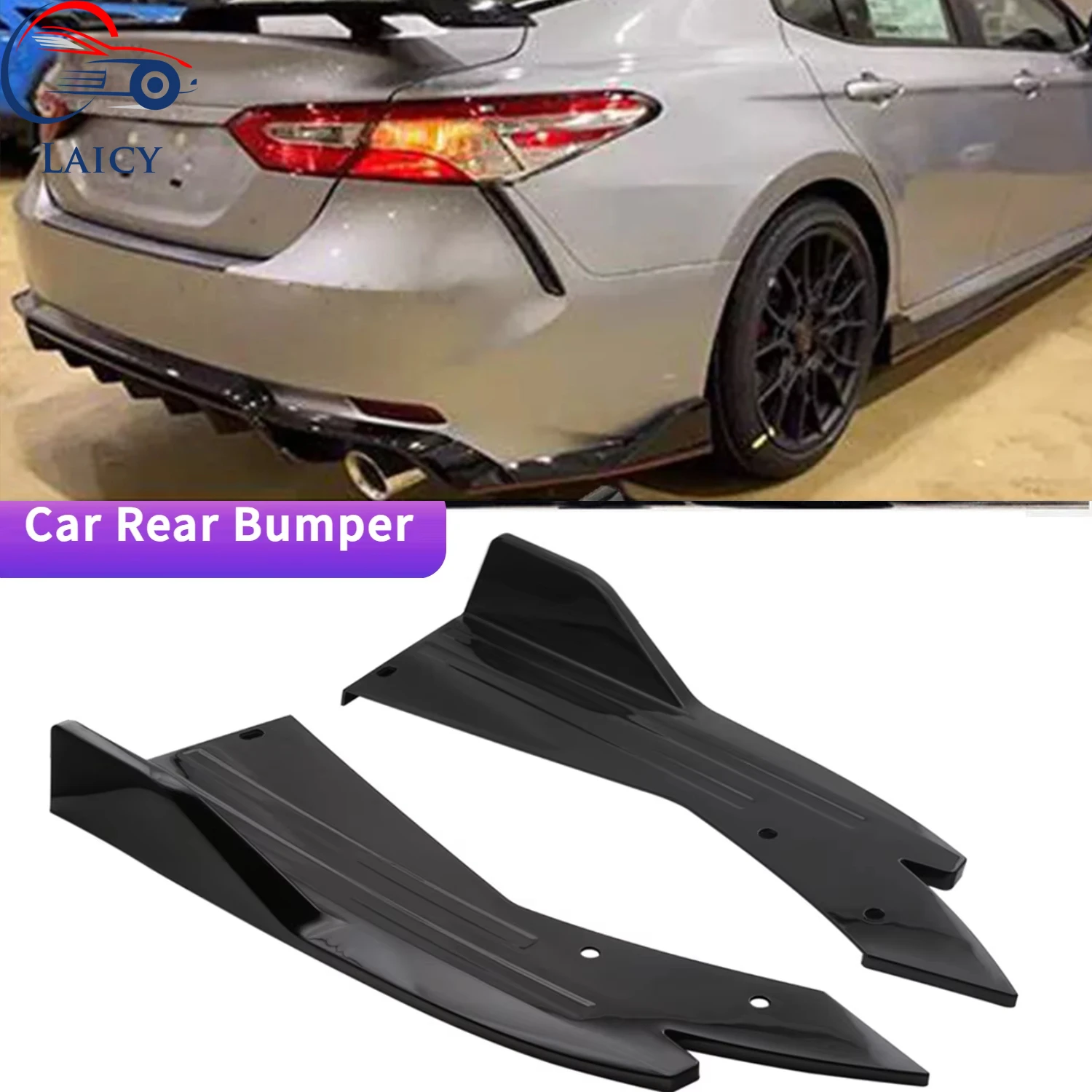 

LAICY For T0yota Camry Car Rear Bumper Spoiler Lip Splitter Diffuser Body Kit Side Skirt Protector Covers Glossy Black