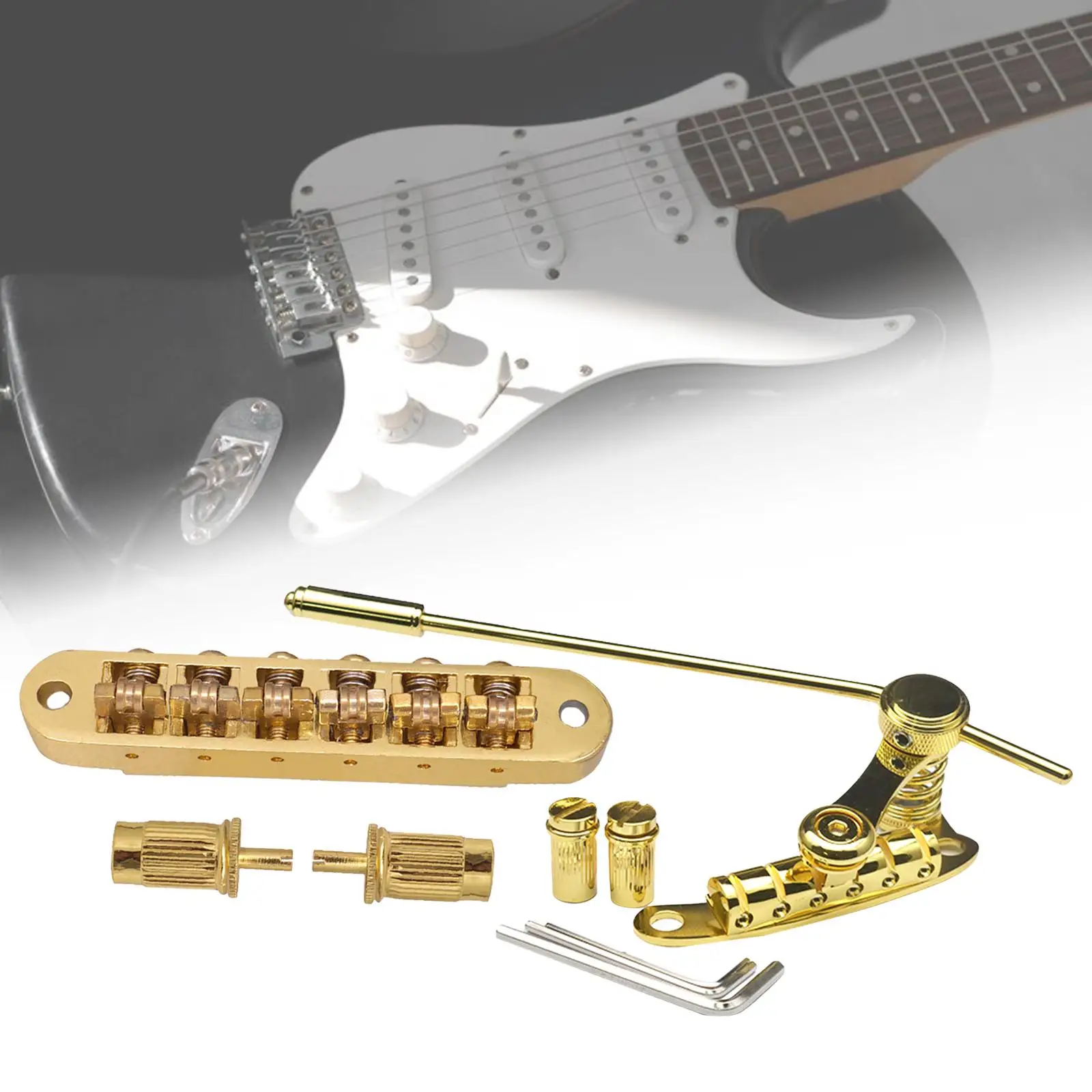 

Six String Electric Guitar Bridge Tailpiece Tremolo Roller Saddle Vibrato Bridge Alloy Material for LP SG Music Instruments