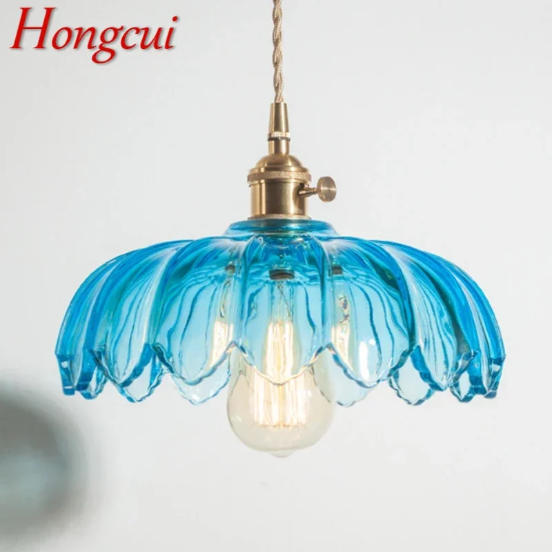 

Hongcui Hongcui Nordic Brass Pendent lamp Modern Bedroom Bedside lamp Color Glass LED Restaurant Bar Aisle Chandelier