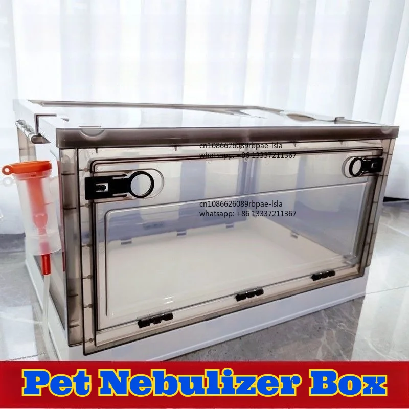 Foldable Oxygen Cage Cats Dogs Portable Nebulizer Box Pet Breathing Treatment Transparent Cover Collapsible Carrier Inhaler Safe