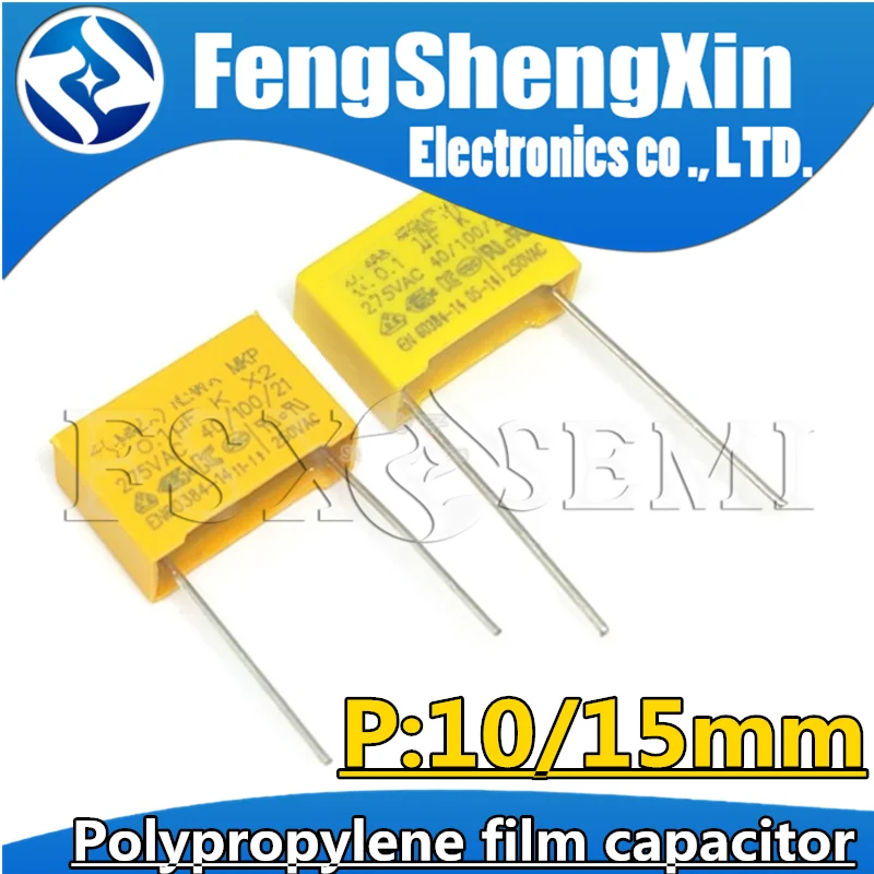 10pcs X2 275VAC Polypropylene film capacitor 0.1uF 0.15uF 0.22uF 0.33uF 1nF 2.2nF 4.7nF 0.01uF 22nF 33nf 47NF 1uF