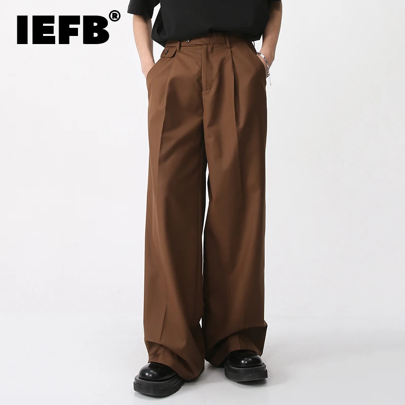 IEFB-Pantalones informales para hombre, ropa holgada, recta, moda coreana, Simple, Color sólido, 2023, novedad de primavera, 9A6959