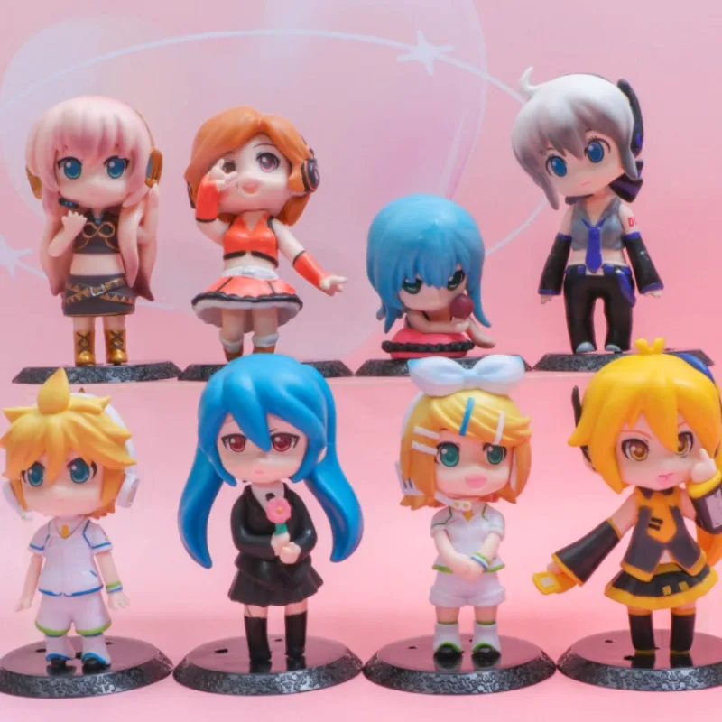 

Hatsune Miku, полный набор, 8 фигурок, версия Q, Miku, игрушка для девочек, модель дисплея, Kawaii, украшение автомобиля, Коллекционная модель, подарок