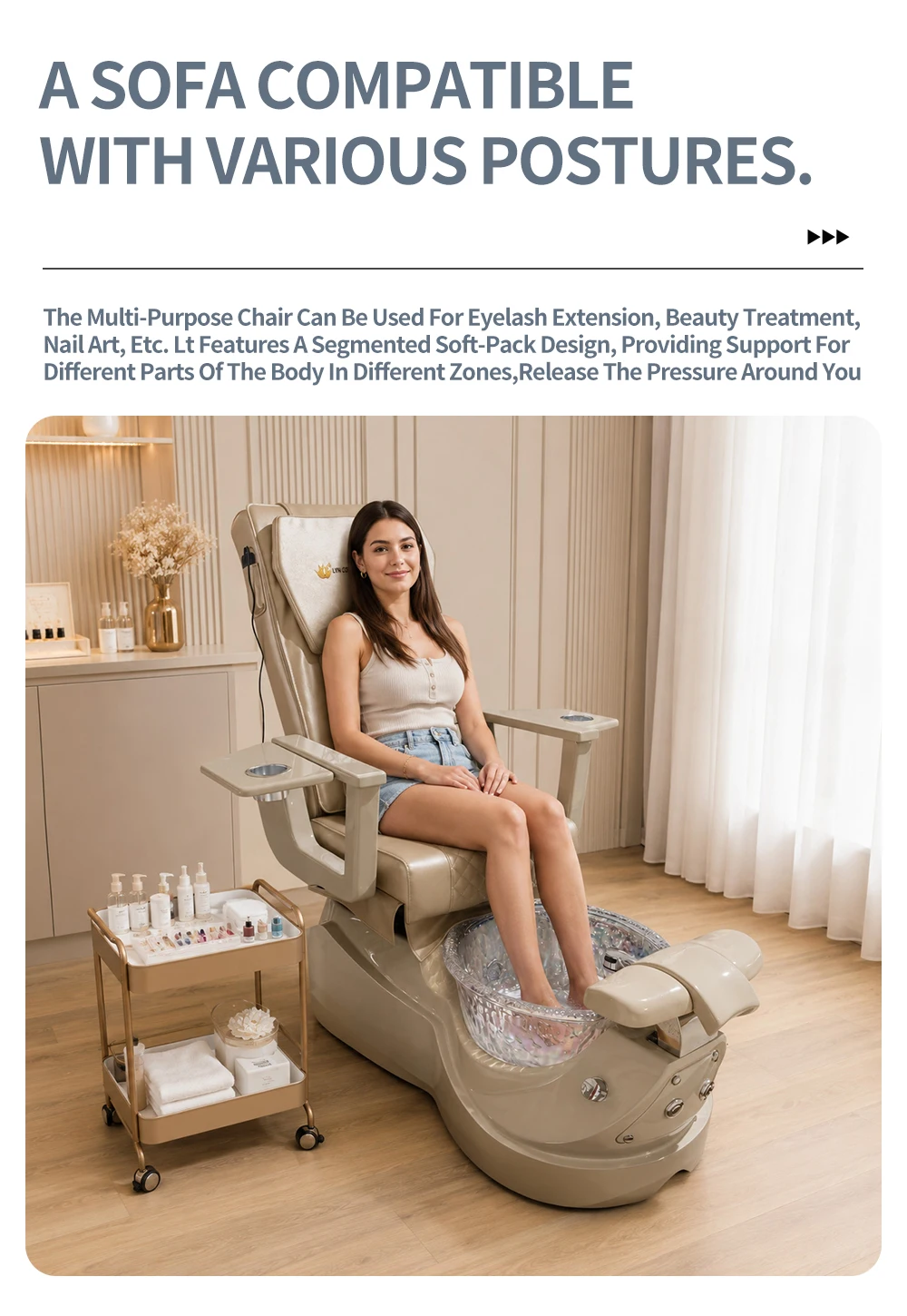 2026 Luxuriöser Verstellbarer Pedikürestuhl mit Glas-Fußbecken, Spa-Massage-Fußstuhl, Schönheits-Nagelstudio-Möbel für Maniküre und Pediküre – Detail 4